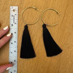 Gorjana Hoop & Black Tassel Earrings